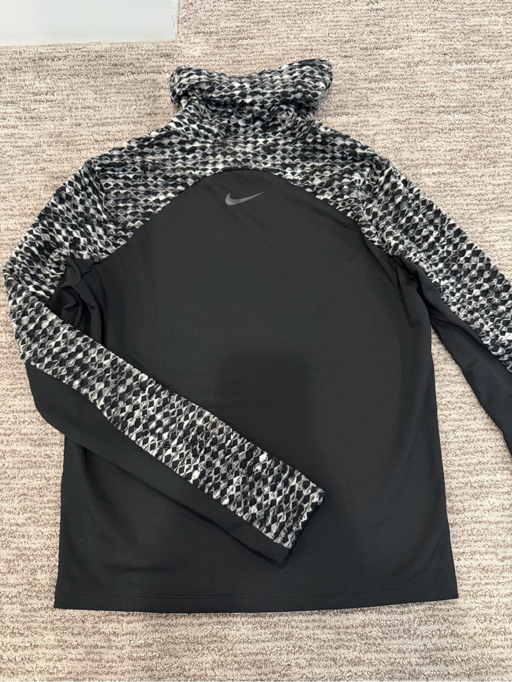 Nike Pro Hyperwarm Women's Textured Cowl Neck Pullover Top Black Size M